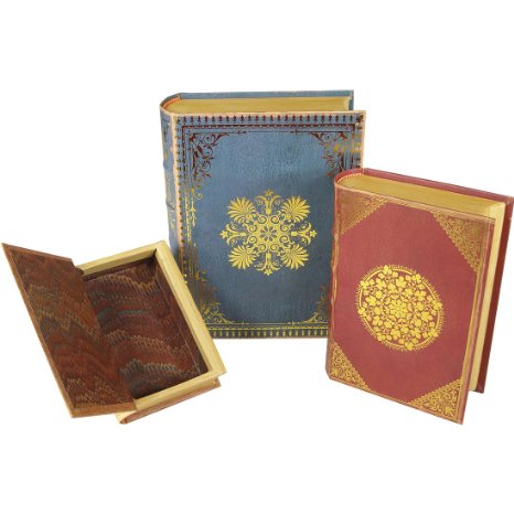 Punch Studio Library Small Nesting Book Boxes With Gold Foil Highlights -- Set of 3