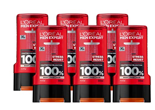 L'Oreal Men Expert Stress Resist Shower Gel, 300 ml, Pack of 6