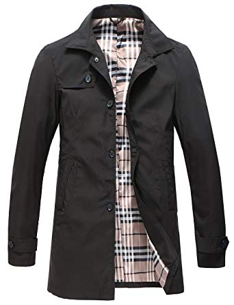 Pinkpum Men's Trench Coat Classic Lightweight Jacket Windbreaker Long Windcheater Coat Polyester Jackets Business Casual Wear