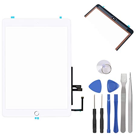 Touch Screen Digitizer for iPad 6th Generation – iPad 2018 Front Glass Replacement with Home Button & Tool Repair Kit (A1893, A1954)