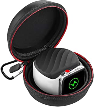 Sounce for Apple Watch Charging Holder Dock, Waterproof Charger Cases and Sport Hard Protective Portable Travel Carry Case for 38mm 42mm 40mm 44mm iWatch Series 1 2 3 4 Accessory (Black)