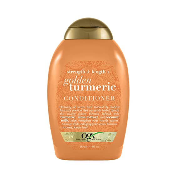 OGX Strength & Length   Golden Turmeric Conditioner with Coconut Milk to Soothe Scalp & Nourish Hair, Ayurveda Sulfate-Free Surfactants for Stronger & Longer Hair, 13 fl. oz