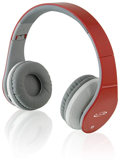 iLive iAHB64R Wireless Bluetooth Headphones, Red