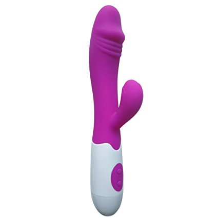 Candy and Me Double Vibrating Female Silicone Vibrator Double Stimulation of G-Spot and Clitoris 10 Frequency Vibration Sex Toy -Power Massager for Female Color Purple