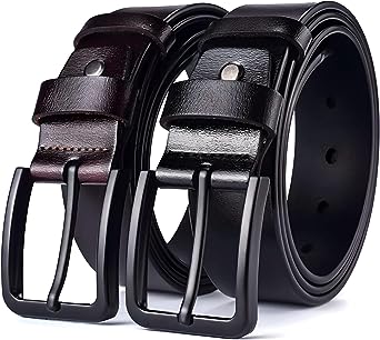 West Leathers [2 Pack] Men's Belt, Men's 38mm Classic Jean Belt