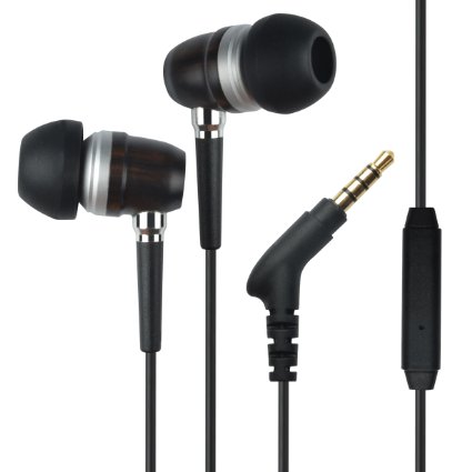 Francois et Mimi Elite Genuine 35mm Wood In-ear Noise-isolating Earbuds Headphones with Mic Retail Packaging