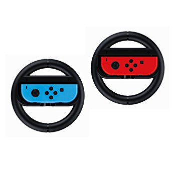 GameWill Joy-Con Wheel For Nintendo controller（not included Nintendo controller）- Black (Set of 2)