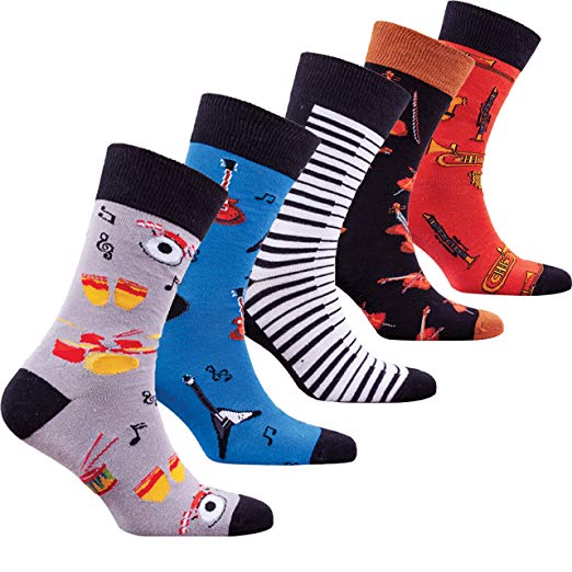 Socks n Socks-Mens 5pair Luxury Colorful Cotton Fun Novelty Dress Socks Gift Box