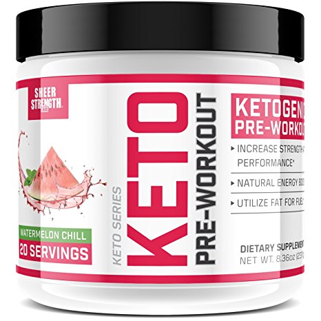 Ketogenic Pre Workout Supplement - Promotes Healthy Weight Loss, Fat Burning and Boosted Energy Through Rapid Ketosis - Includes BHB Salts ( Ketones ) - Watermelon Chill - 237g - Sheer Strength Labs