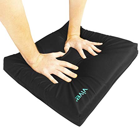 Wheelchair Cushion by Vive - Gel Seat Pad for Coccyx, Back Support, Sciatica & Tailbone Pain Relief - Waterproof Cover   4 Layer Foam Support & Comfort - for Pressure Sores & Ulcers - 20"x16"