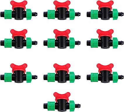 DOITOOL 10PCS Drip Irrigation Switch Valve for 16mm Drip Tubing Barbed Locking Fitting Gate Valves Drip Irrigation Shut Off Valve