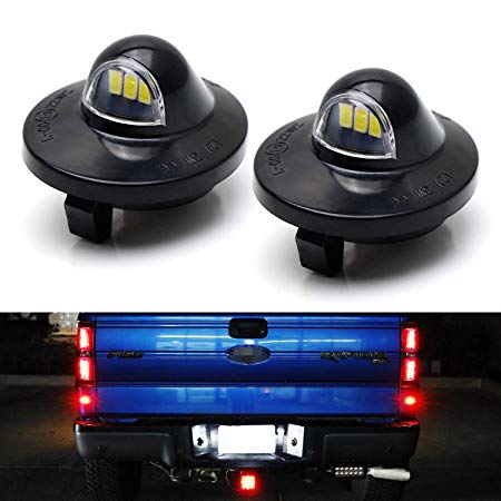 iJDMTOY OEM-Fit 3W Full LED License Plate Light Assembly Kit For Ford F150 Ranger Raptor Explorer Sport Trac, Powered by 3pcs Xenon White LED Diodes