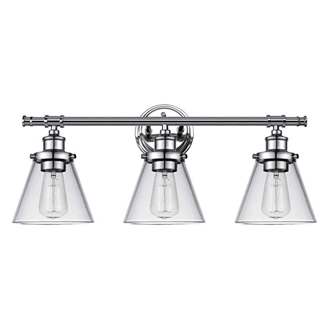 Globe Electric Parker 3 Chrome Vanity Light with Clear Glass Shades 51445, 2