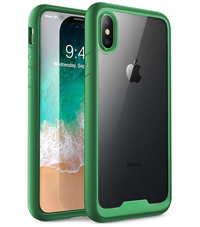 iPhone Xs Max case, ALPHABETT Scratch Resistant Drop Protective Clear Case iPhone Xs Max 6.5 inch 2018 Release (Green)