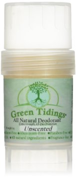 Green Tidings All Natural Deodorant Extra Strength All Day Protection Unscented 1oz 3 PACK- 15 OFF