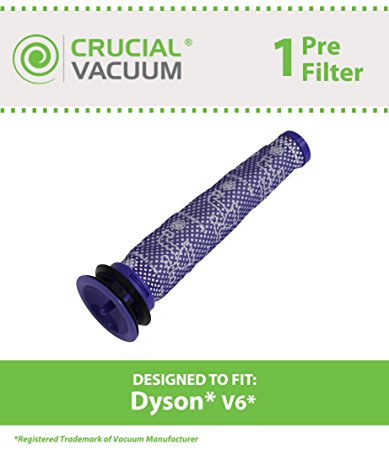 Dyson V6 Absolute Cordless Vacuum Washable Pre Filter, Compare to Part # 965661-01, Designed & Engineered by Crucial Vacuum