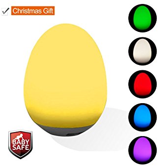 Night Lights for Kids, QUIMOOZ Christmas Gift Egg Bedside Baby Nursery LED Night Lamp with Color Changing Touch Sensor USB Rechargeable Magnetic Safe Silicone Portable Nightlight Toy for Girl Boy Teen