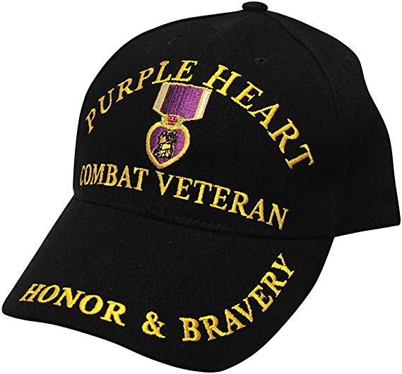 Purple Heart Combat Veteran Embroidered Cap