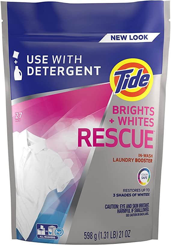 Tide Bright   Whites Rescue In-wash Laundry Booster Pacs, 27Count (Packaging May Vary)