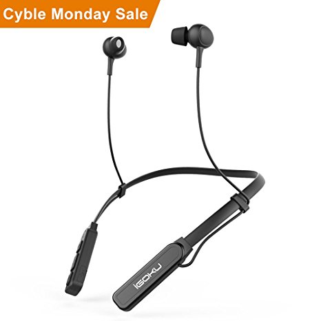Bluetooth Earphones, iGOKU Bluetooth 4.1 Lightweight Stereo Wireless Sports Headphones with Noise Cancelling,Waterproof Neckband In-ear Running Gym Earbuds with Built-in Mic for iPhone/iPad/Android