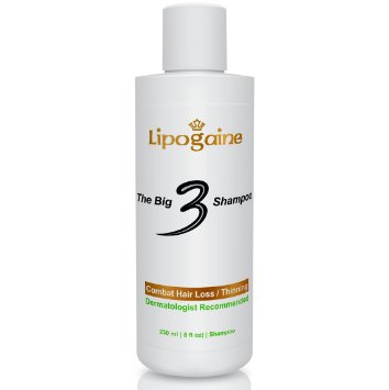 Lipogaine Big 3 Premium Hair Loss Prevention shampoo for Men and Women 2 in 1 formula- 8 oz