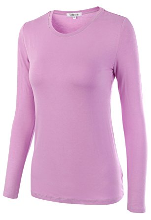 Vetemin Women Basic Soft fit Long Sleeve Round Crew Neck T shirt Bottoming shirt