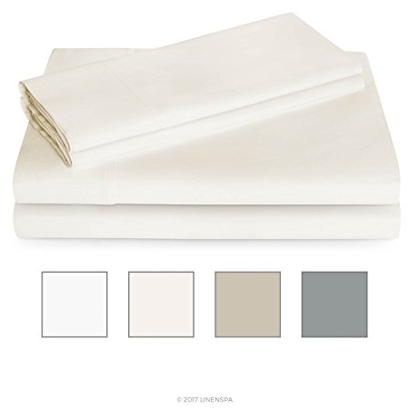 Linenspa 600 Thread Count Ultra Soft Cotton Blend Pillowcases, Set of 2 - Queen - Ivory