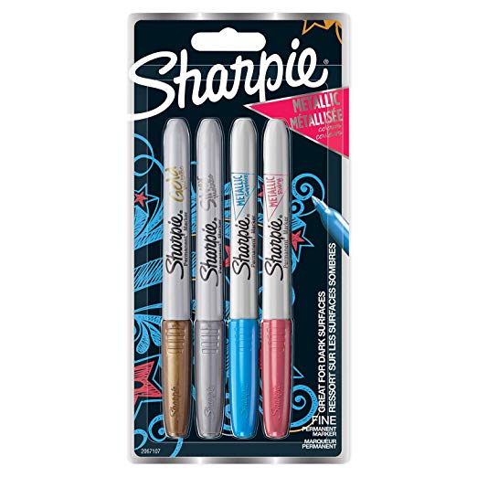Sharpie Metallic Permanent Markers, Fine Point, Assorted Colours, 4 Count (2067107)