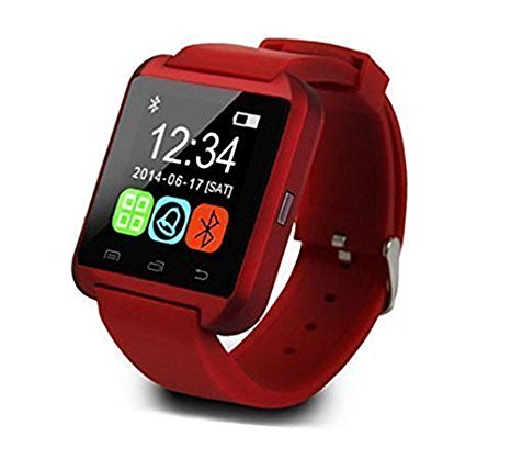 Tagital® T8 Bluetooth Smart Watch Wrist Watch For Android IOS Smart Phone Samsung S5 / Note 2 / 3 / 4, Nexus 6, HTC, Sony, Huawei and Other Android Smart Phones (Red)