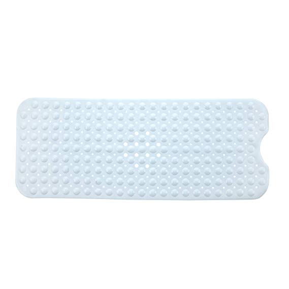 SlipX Solutions Extra Long Vinyl Bath Mat (White, 90cm X 40cm)