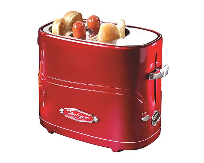 Nostalgia HDT600RETRORED Retro Hot Dog Pop-Up Toaster, Red