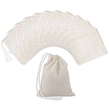 Pangda 100 Pieces Drawstring Cotton Bags Muslin Bags (4 x 3 Inches)