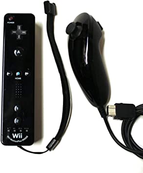 Official Nintendo Wii/Wii U Remote Plus Controller and Nunchuk Nunchuck Combo Bundle Set [Black] (Bulk Packaging)