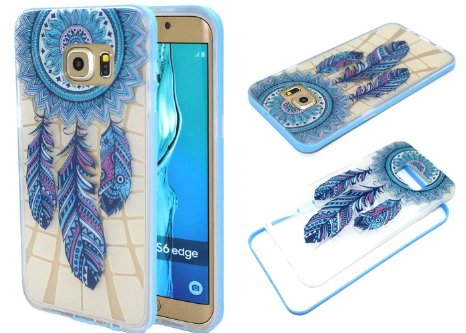 S6 Edge Case, Galaxy S6 Edge Case, ArtMine Dream Catcher Hybrid Slim Thin Two Piece Transparent Clear Silicone TPU Back Cover & Plasitc Bumper Frame Anti-shock Case for Samsung Galaxy S6 Edge, Blue