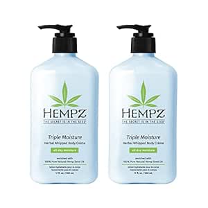 Hempz Triple Moisture Herbal Whipped Body Crème Lotion Moisturizer, 17 Fl Oz (Pack of 2)