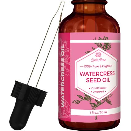 #1 TRUSTED Leven Rose Watercress Seed Oil - 100% Pure Organic Watercress Oil Detoxifies Skin and Stimulates Hair Growth, Scalp Dryness Oil - Natural UV Protection - Non-GMO Watercress - Vegan Friendly - 1 Oz