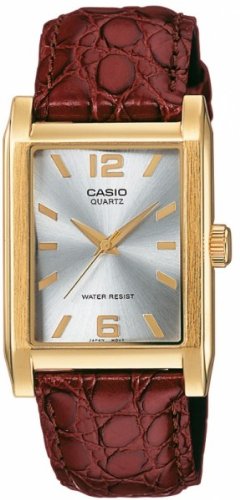 Casio Men's MTP1235GL-7A Brown Leather Quartz Watch with Silver Dial
