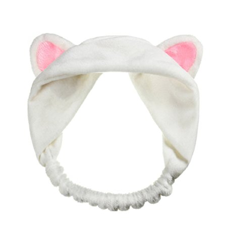 Polytree Women Cute Cat Ears Elastic Headband Head Bands (White)