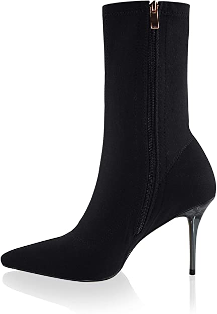 vivianly Women Booties Pointed Toe Boots Wedge Heels Ankle Boot with Side Zip