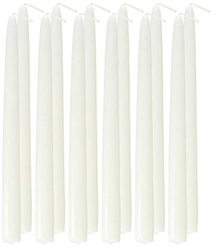 Higlow Dripless Taper Candles 10" Inch Tall Wedding, Home & Holiday Decorations Candle Set of 12 (White)