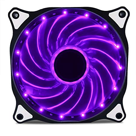 Vetroo 120mm Purple 15-LEDs Cooling Fan for Computer PC Cases, CPU Coolers and Radiators