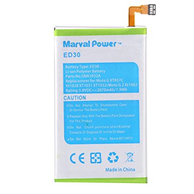 Marval Power Battery for Motorola Moto G, Moto G 4G, XT1045, Moto G Forte XT1008 ED30