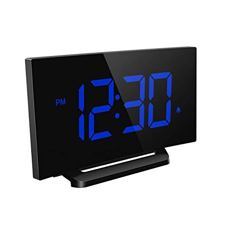 Mpow Digital Alarm Clock, Curved-Screen Clock with 5'' LED Display and Dimmer, 3 Adjustable Alarm Sounds, Bedside Alarm Clocks with Snooze for Bedroom, Kitchen, Office