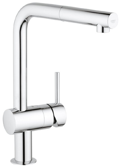 GROHE Minta Kitchen Tap (360 degree Swivel Range, Pull-Down Spray Head, Starlight and L-Spout)