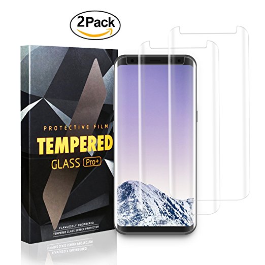 Galaxy S8 Plus Screen Protector, 2Pack Tempered Glass [Case Friendly] 3D Curved Edge Ultra Clear 9H Hardness [No Bubbles] [Scratch] [Anti-Glare] [Anti Fingerprint]