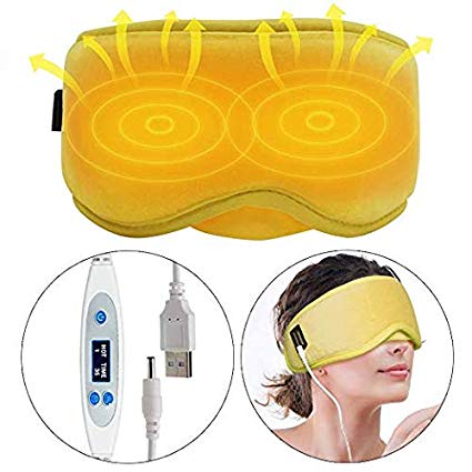 ARRIS Electric USB Heated Eye Mask, Blepharitis Treatment Eye Masks W/ 5 Temperature Control Warm Therapeutic for Relieving Insomnia, Meibomian Gland Disease Yellow