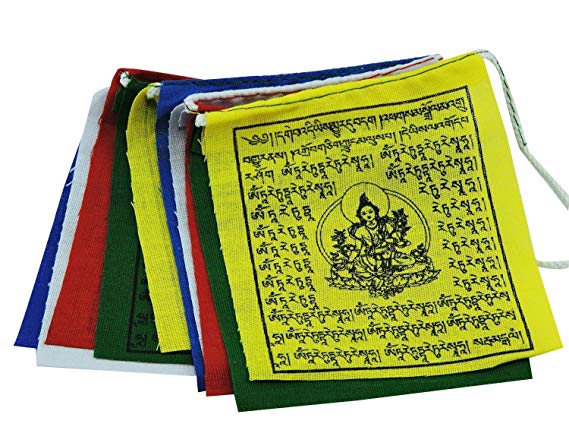 Handmade Mini Green Tara Prayer Flags From Nepal