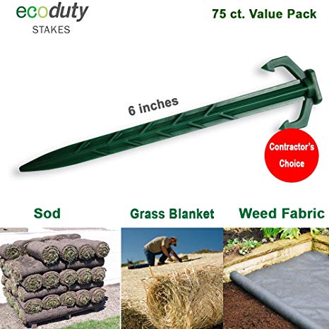 Heavy Duty Garden Stakes - Stronger Holding Power vs Metal Landscape Stakes - Made In USA - Biodegradable Over Time (No More Rusting Metal) (75, 6" EcoDuty Stakes)