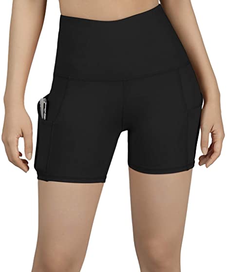 ODODOS High Waist Out Pocket Yoga Short Tummy Control Workout Running Athletic Non See-Through Yoga Shorts