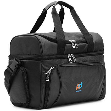 Mojecto Cooler Bag - 12x10x6.5 Inches.Two Insulated Compartment, Heavy Duty Polyester, High Density Insulation, 2 Heat Sealed Zip-Out Peva Liner, Many Pocket, Strong Double Zipper, Soft Lunch Box